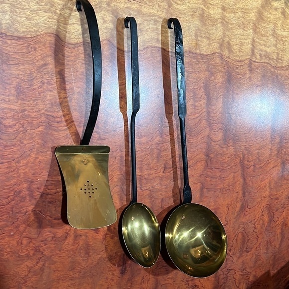 Set of 3 Copper and Iron Cooking Ladle, Spoon and Spatula Can Be Hung - Picture 8 of 9